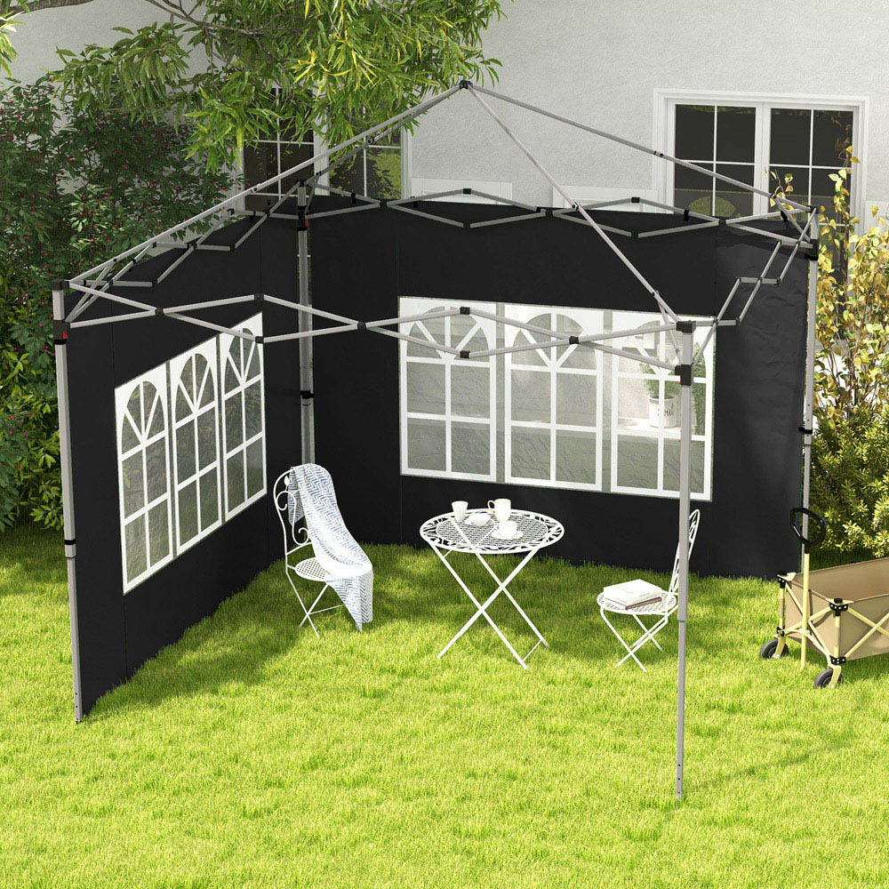 Outsunny Black Replacement Gazebo Side Panel with Window 2 Pack Image 1