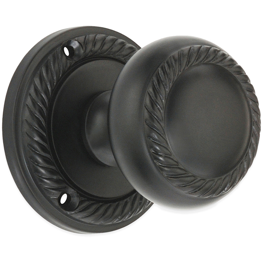 Spira Brass Matt Black Georgian Mortice Door Knob 2 Pack Image 3
