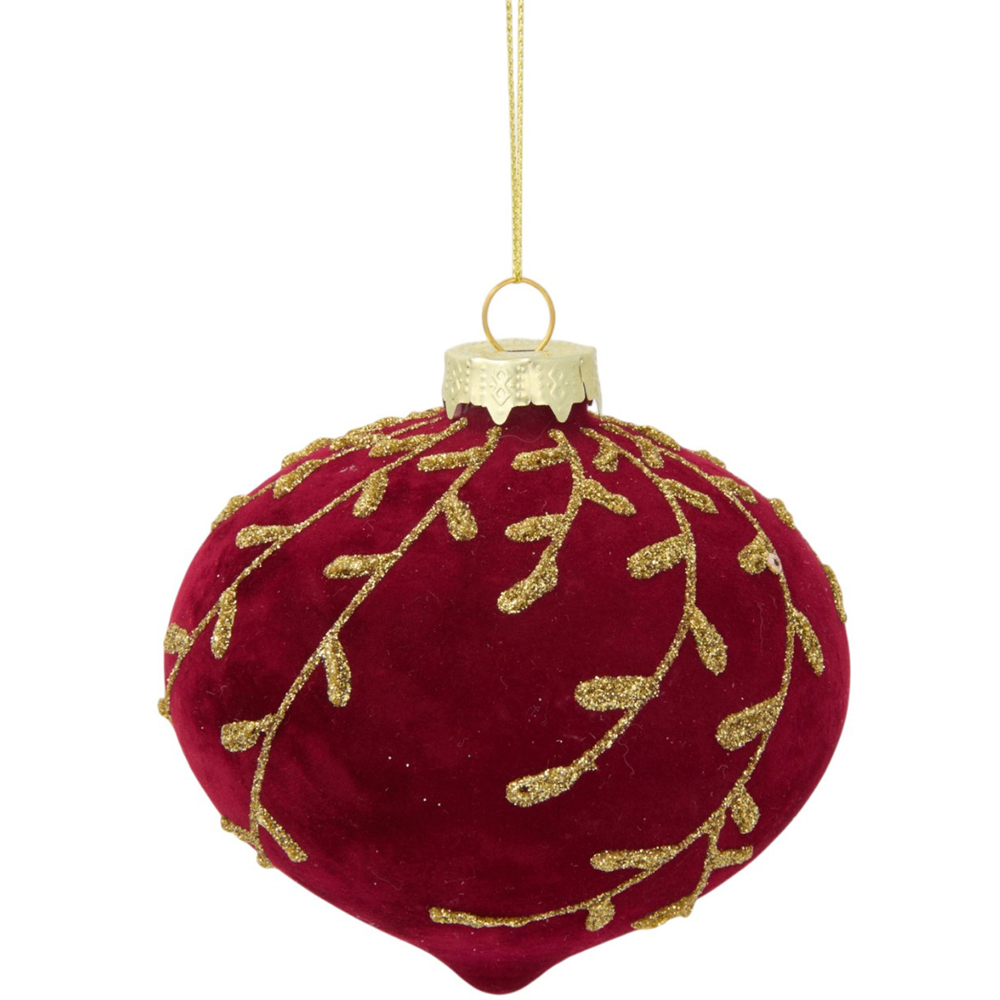 Flocked Detailed Glitter Onion Bauble Image 5