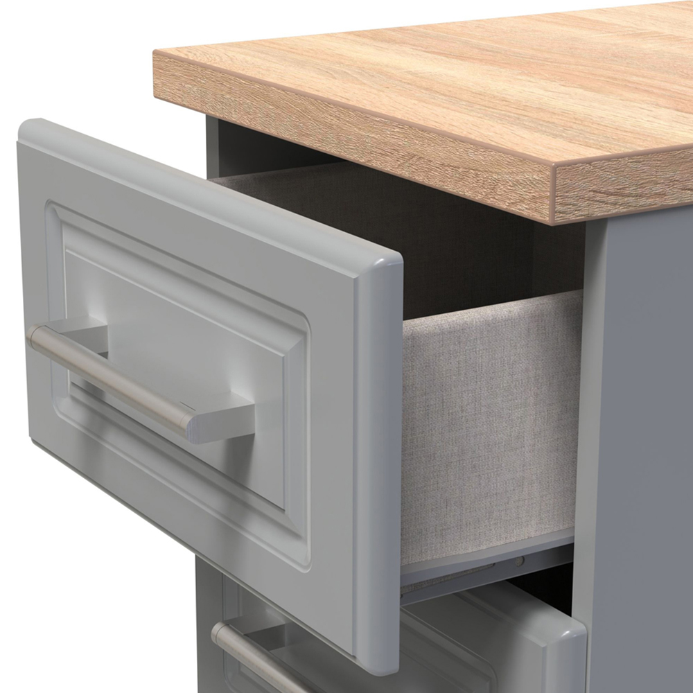 Crowndale Kent 5 Drawer Dusk Grey and Bardolino Oak Tall Bedside Cabinet Ready Assembled Image 6