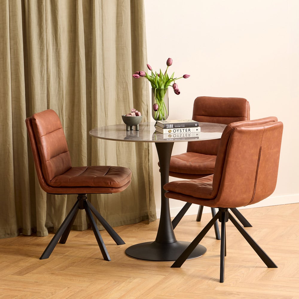 Florence Dean Brandy PU Swivel Dining Chair Set of 2 Image 8