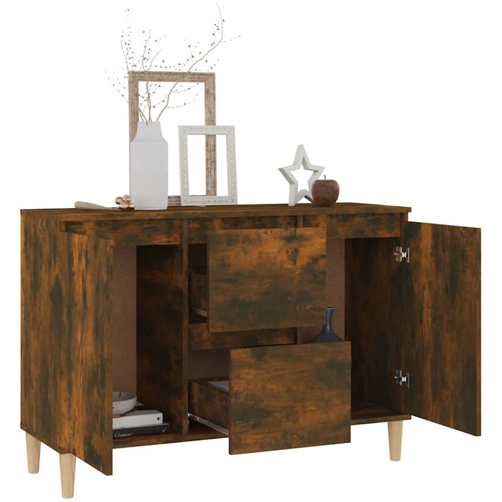 vidaXL 2 Door 2 Drawer Smoked Oak Sideboard Image 6