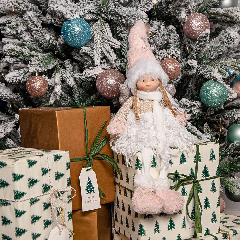 Samuel Alexander Light Up Pink and White Plush Christmas Angel with Dangly Legs Image 5