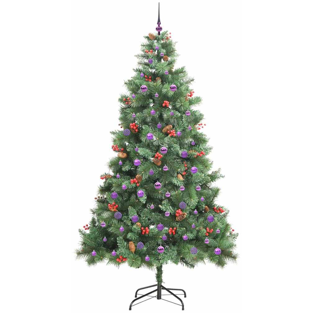 vidaXL 300 LED Pre-Lit Lilac Baubles Green Artificial Christmas Tree 8ft Image 4