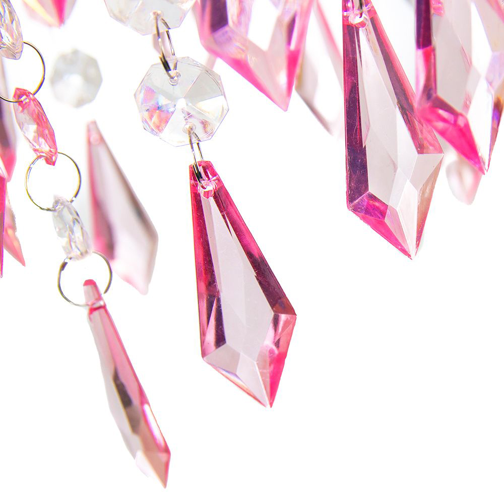 Happy Homewares Modern Waterfall Design Clear and Pink Acrylic Drops and Beads Pendant Shade Image 3