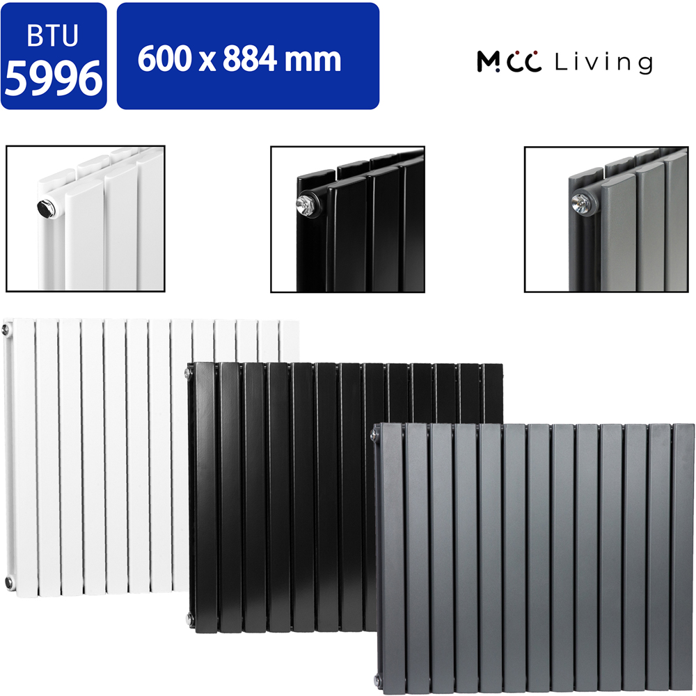 Black 5996 BTU Double Flat Panel Vertical Column Radiator 600 x 884mm Image 4