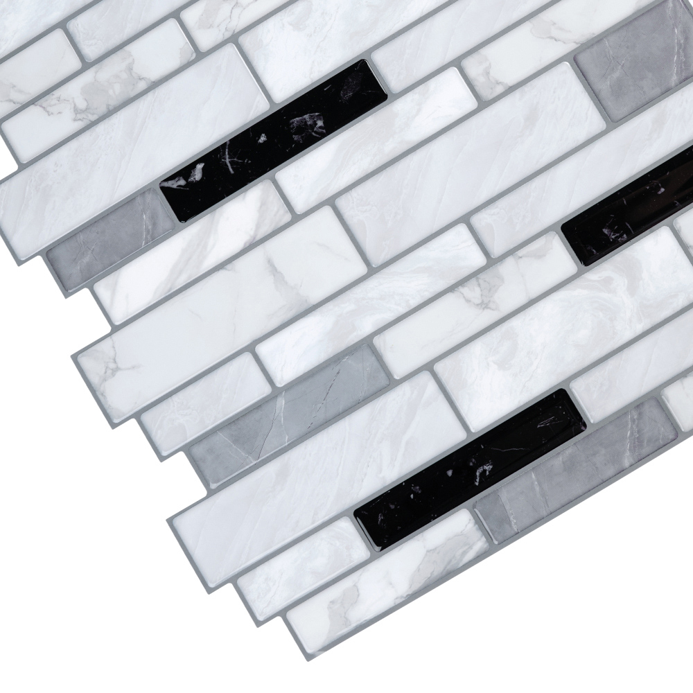 Living and Home Brick Effect White and Black Self Adhesive Wall Sticker 10 Pack Image 4