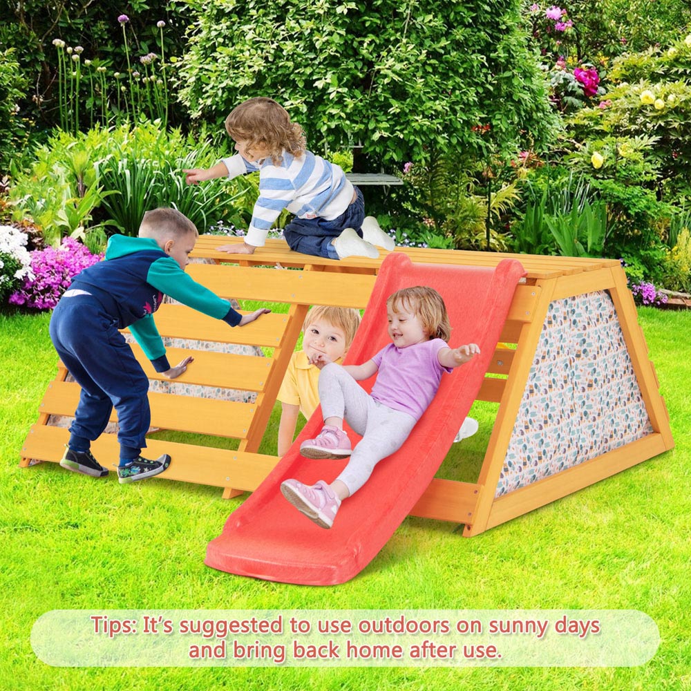 Costway 5 in 1 Jungle Gym with Slide and Rock Climbing Wall Image 4
