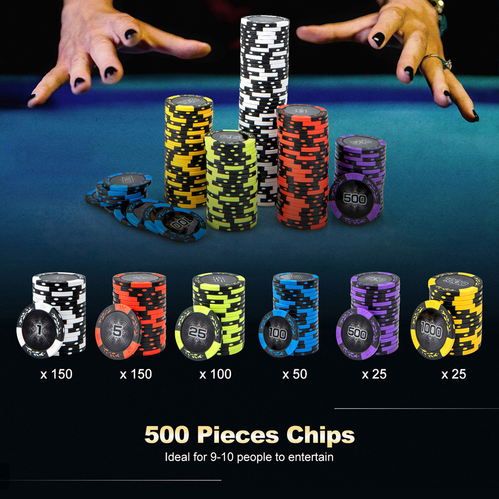 Costway Black Texas Holdem Poker Chip Set with Card Decks Image 3