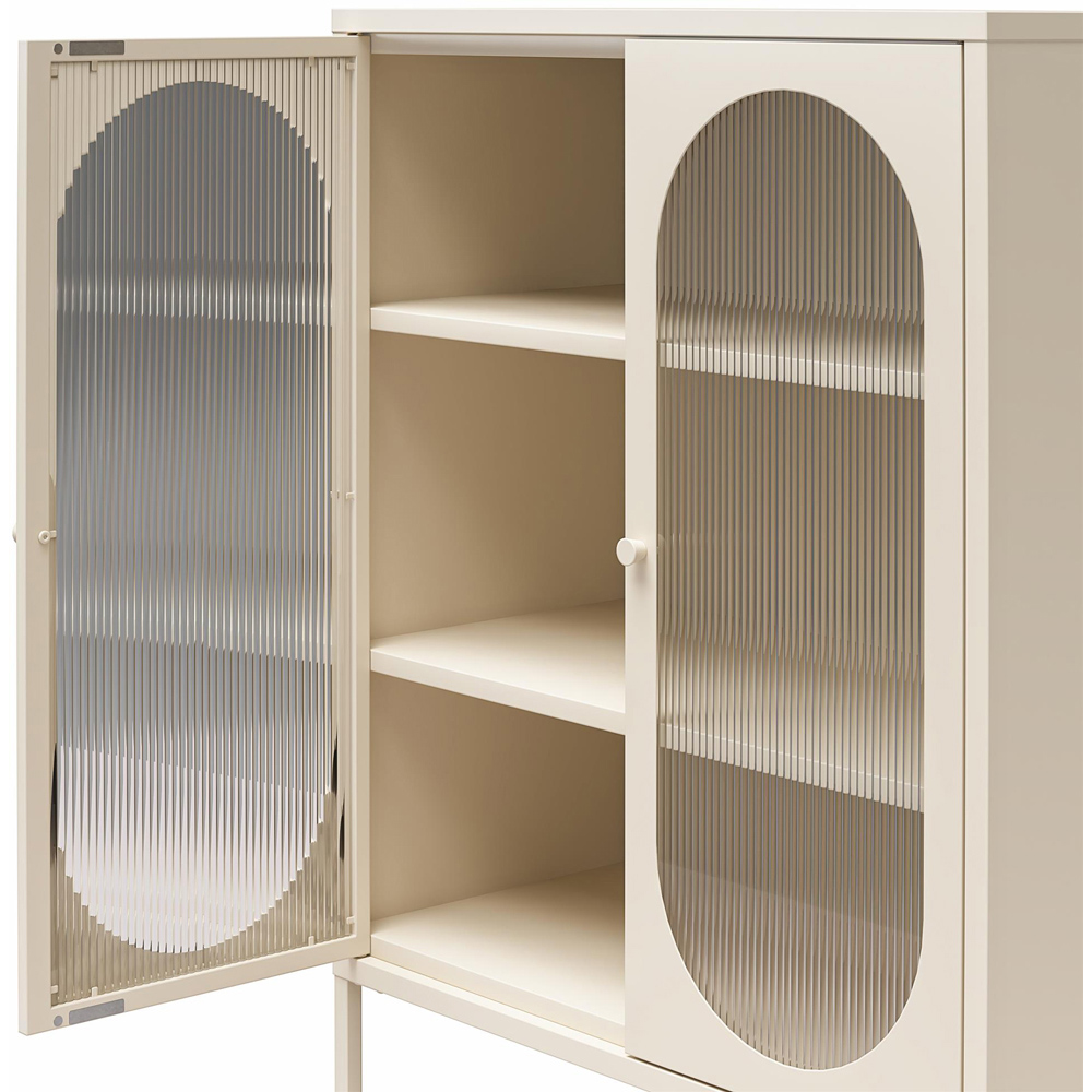 Dorel Luna 2 Door Sky Beige Fluted Glass Accent Cabinet Image 4