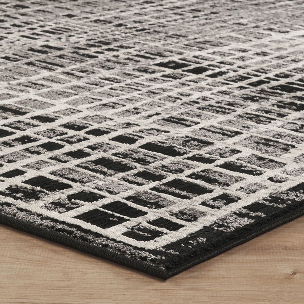 Mayfair Living Room Area Rug Metallic Sheen Contemporary Modern Mesh Design - Black 120cm x 170cm Image 4