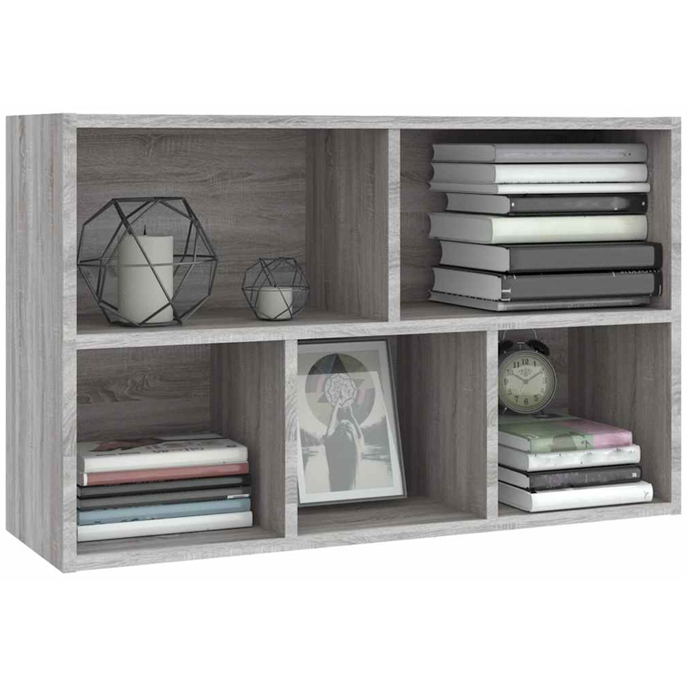 vidaXL 5 Shelf Sonoma Grey Bookcase Image 5