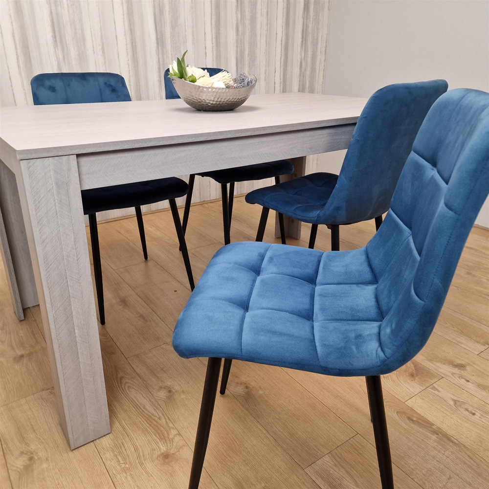 Kosy Koala 4 Seater Velvet Arrow Design Dining Set Grey and Blue Image 5
