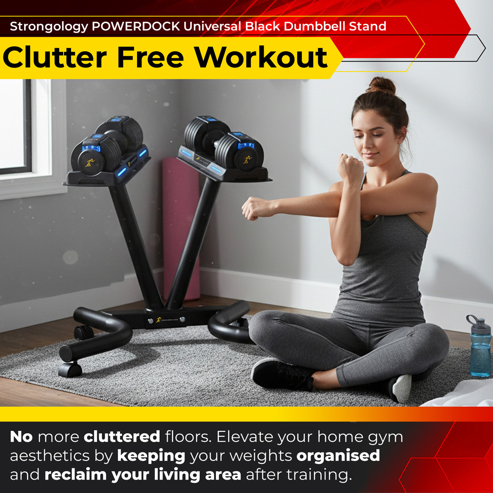 Strongology Universal Steel Adjustable Dumbbell Floor Stand Image 4