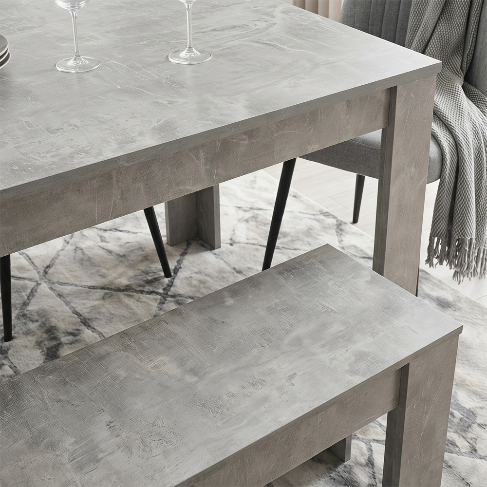 Kosy Koala 6 Seater Dining Bench Set Grey and Stone Grey Image 3