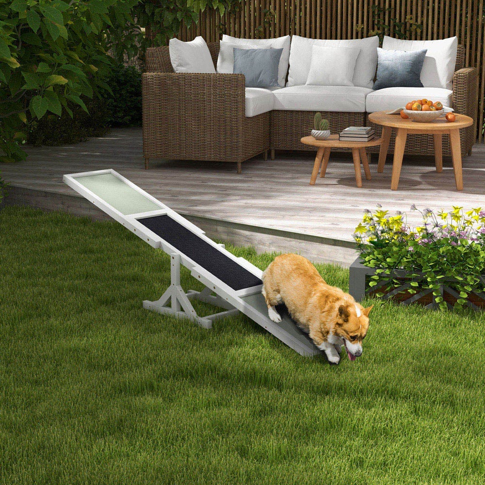 PawHut Big White Dog Seesaw with AntiSlip Surface Image 2
