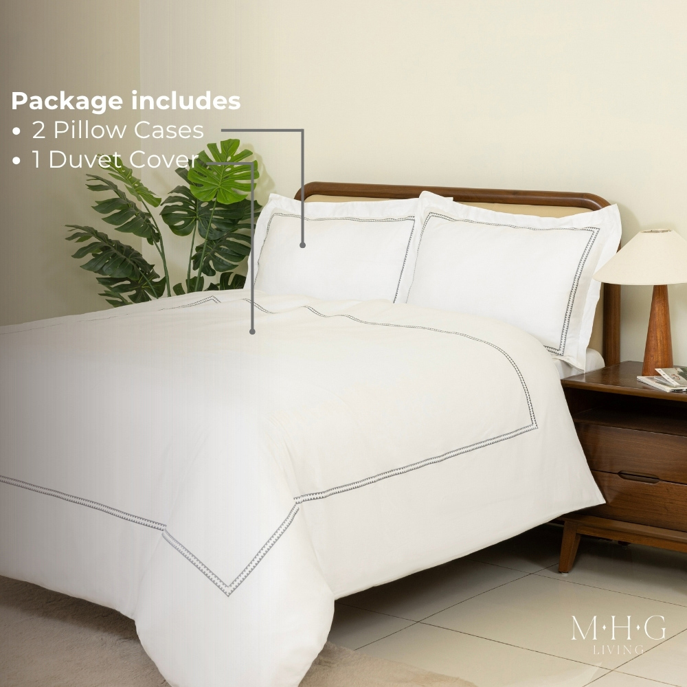 MHG Living Super King Size Mayfair Grey 200 Thread Count Duvet Cover Set Image 2