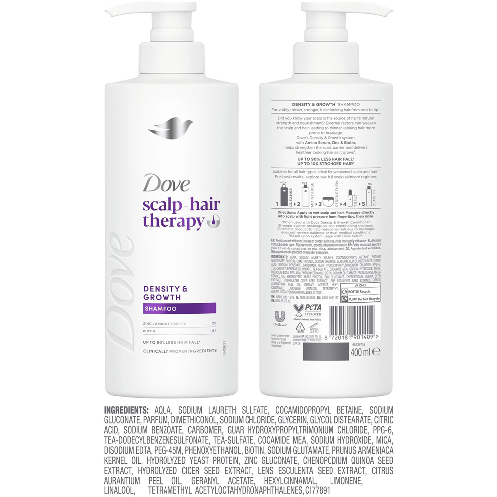 Dove Scalp+Hair Therapy Biotin Amino Complex Density and Growth Shampoo 400ml 6 Pack Image 7