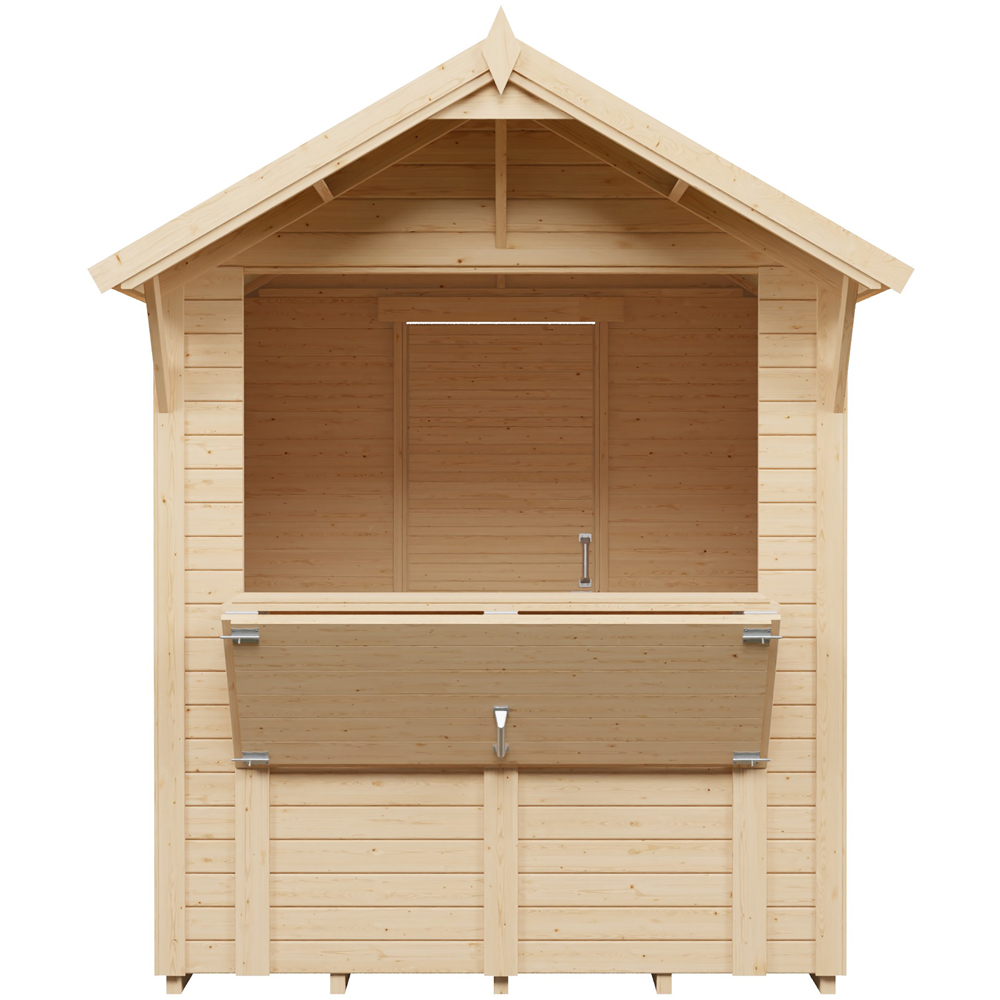 Rowlinson Bertilo 6 x 6ft Natural Apex Market Stall with Fold-Down Serving Counter Image 4