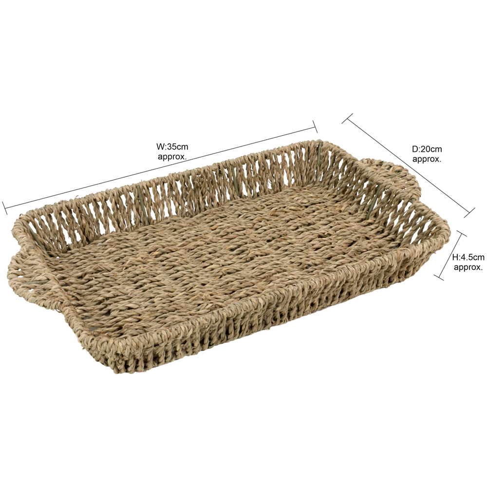 JVL Seagrass Rectangular Tray with Handles 3 Pack Image 7