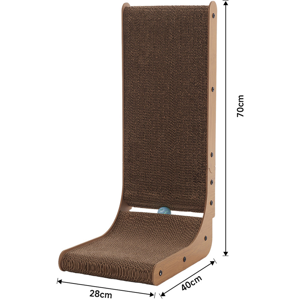 H&O Direct Corrugated L Shaped Cat Scratcher with Ball Toy Image 4