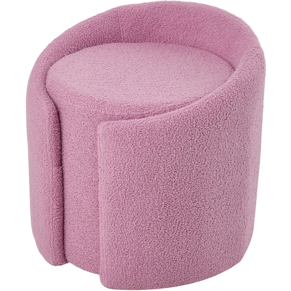 Living and Home Purple Teddy Fleece Round Tub Makeup Stool Image 2