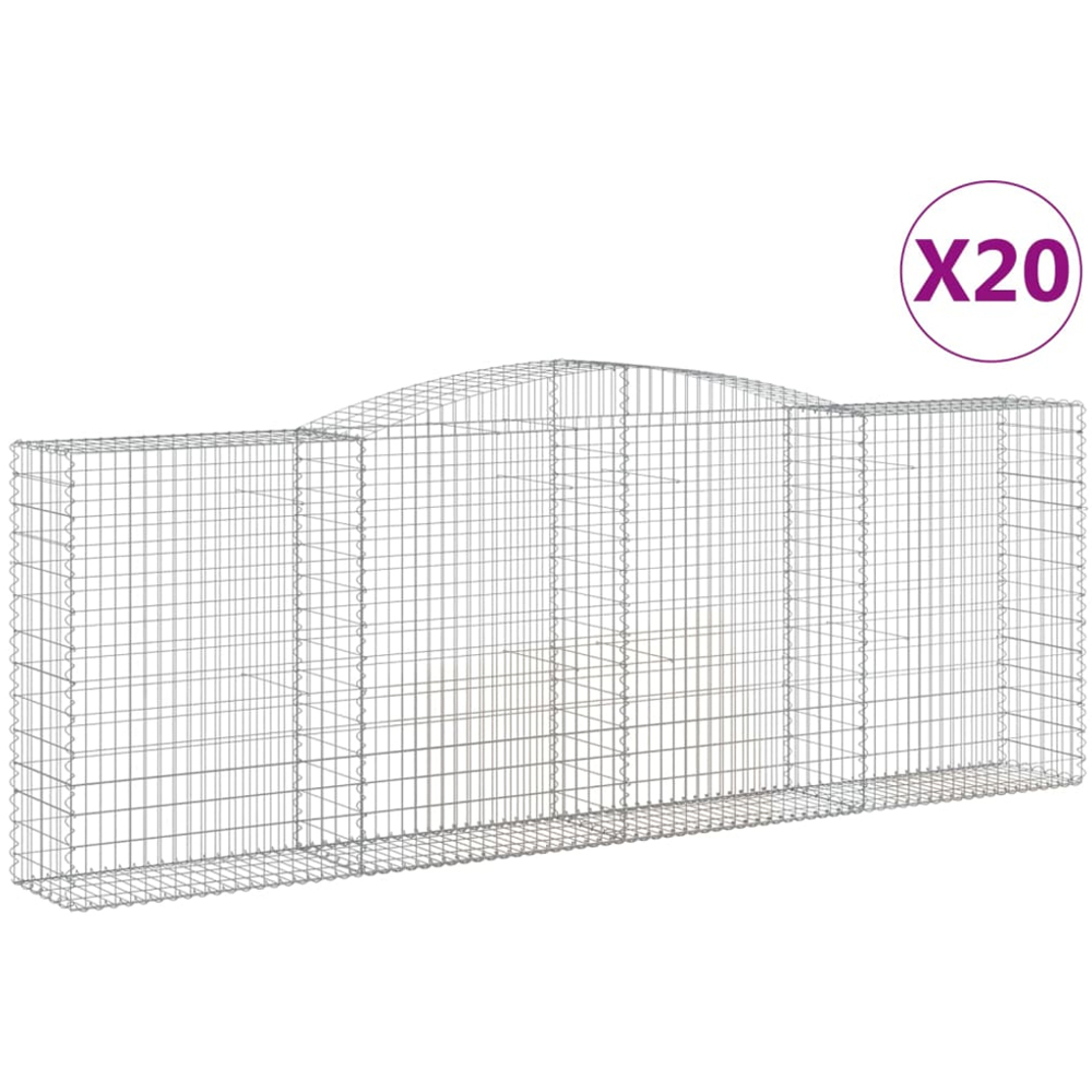 vidaXL Silver Galvanised Iron Arched Gabion Basket 400 x 50 x 140/160cm 20 Pack Image 2