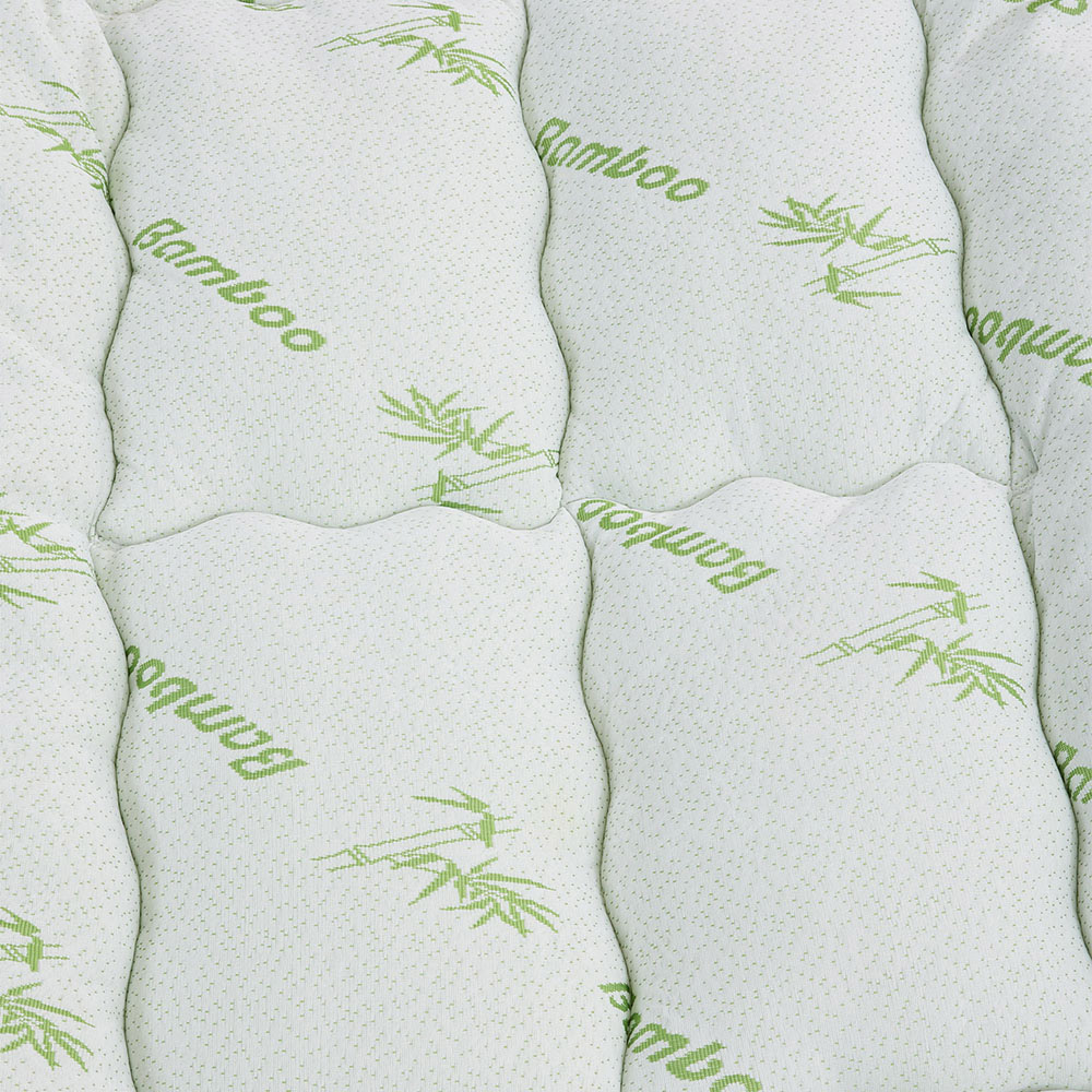Living and Home Double White and Green Bamboo Leaf Quilted Mattress Topper Image 5