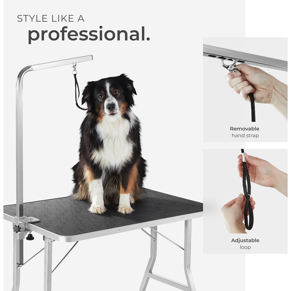 tectake Black and Grey Dog Grooming Table Image 5