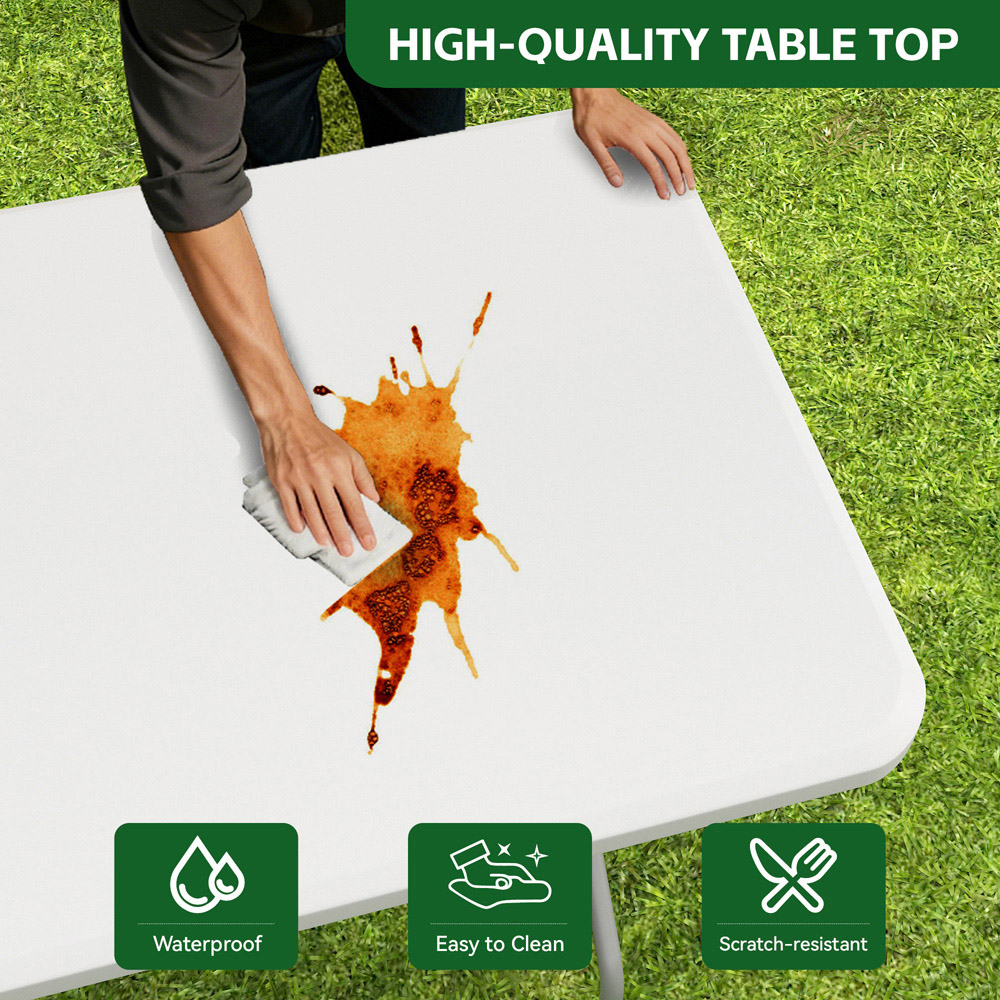 Brooklyn 6 Seater White Heavy Duty Foldable Garden Table and Benche Set Image 8