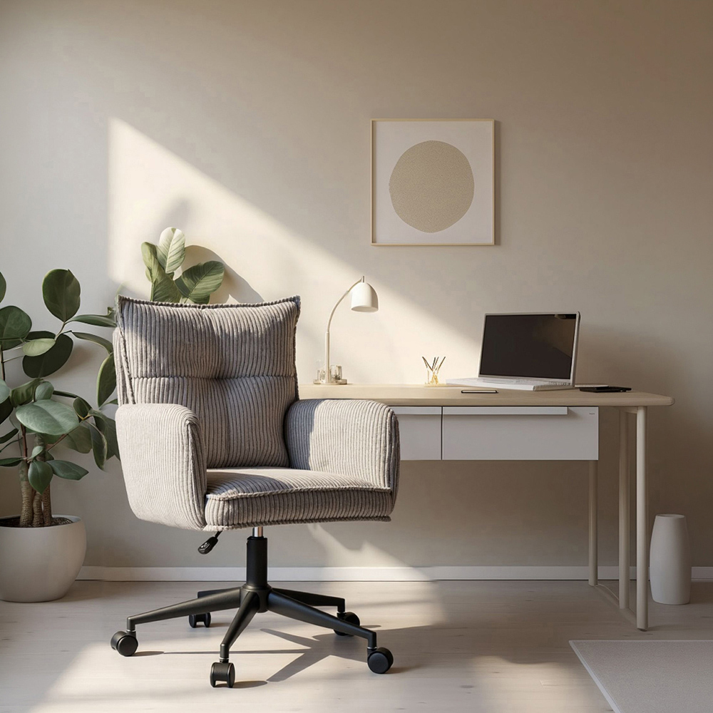 Loft24 Harbour Grey Height Adjustable Corduroy Office Chair Image 8