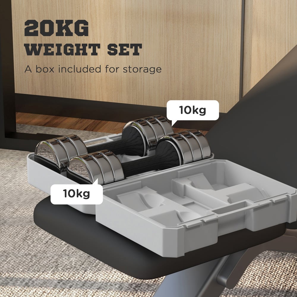 SPORTNOW Adjustable Dumbbell Set with Storage Box 10kg 2 Pack Image 4