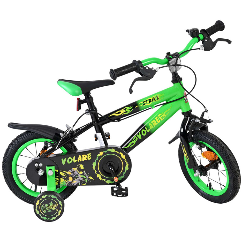 Volare Strike Kids 12 inch Green and Black Bike with Stabilisers Image 4