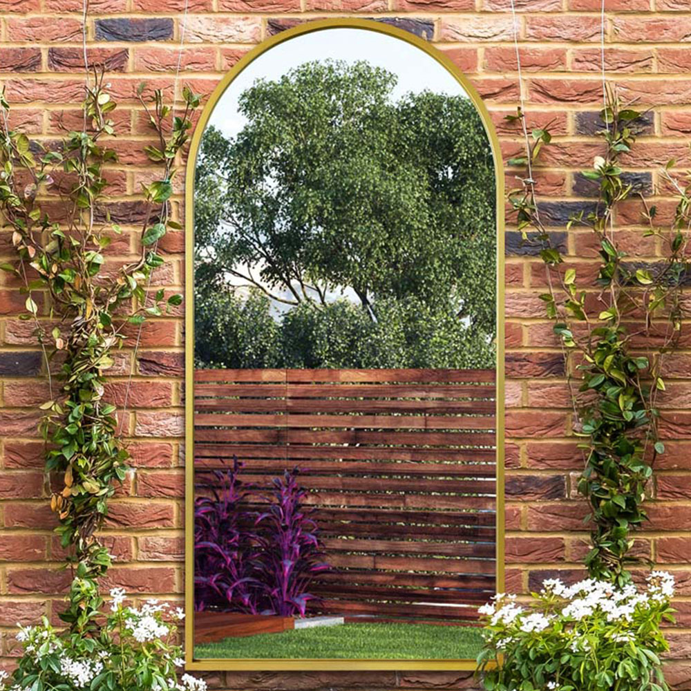 MirrorOutlet The Arcus Gold Framed Arched Garden Wall Mirror 180 x 90cm Image 2