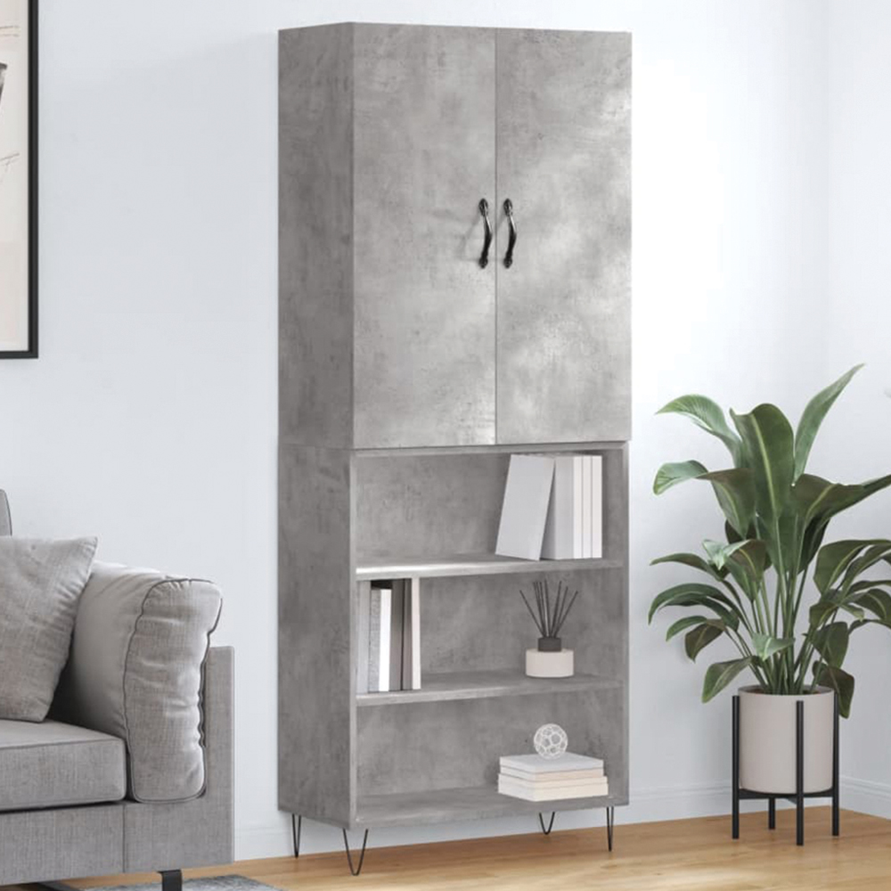 vidaXL 3 Door 3 Drawer Grey Highboard Image