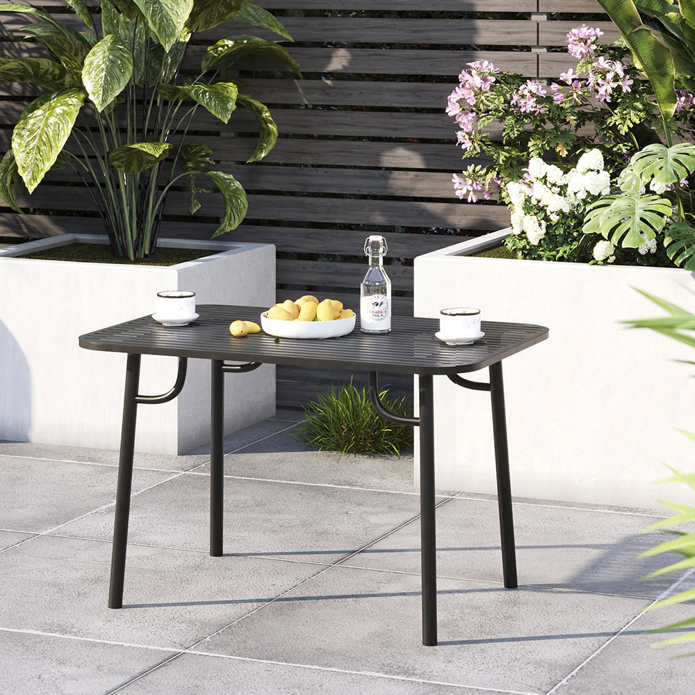 Living and Home Black Rectangular Outdoor Garden Metal Table Image 8