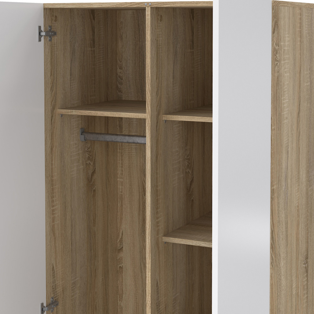 Florence 2 Door Oak and White High Gloss Wardrobe Image 5