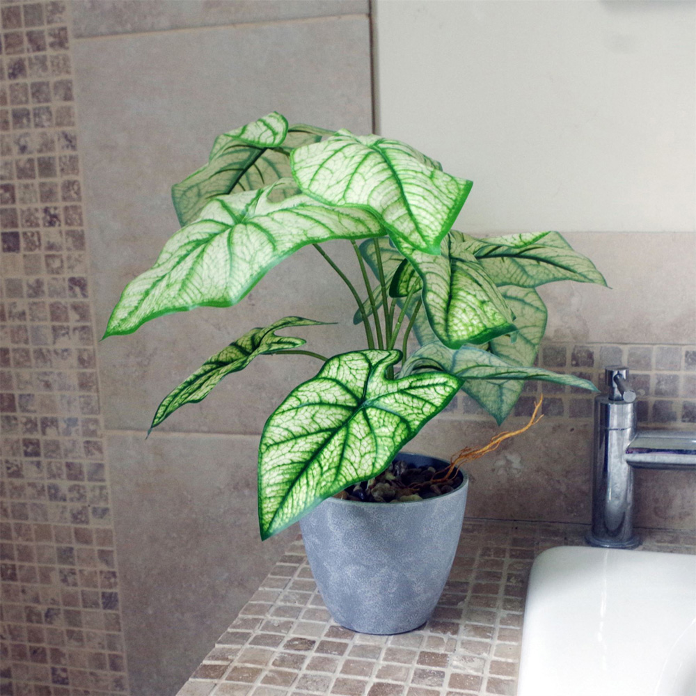 Leaf Taro Artificial House Plant in Decorative Planter 40cm Image 4
