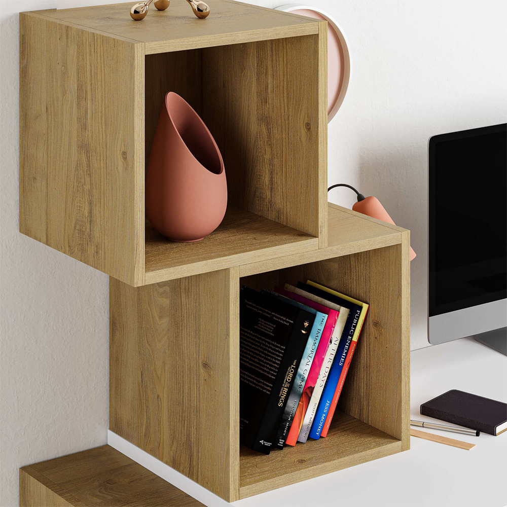 Decortie Balance White and Oak Desk with Shelves Image 3