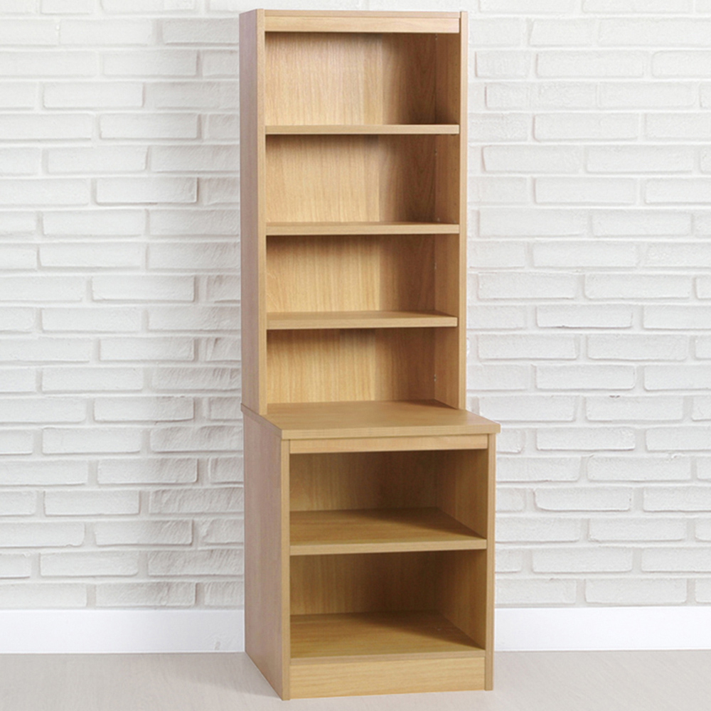R White Cabinets 6 Shelf Brown Desk Height Bookcase with Hutch Image 1