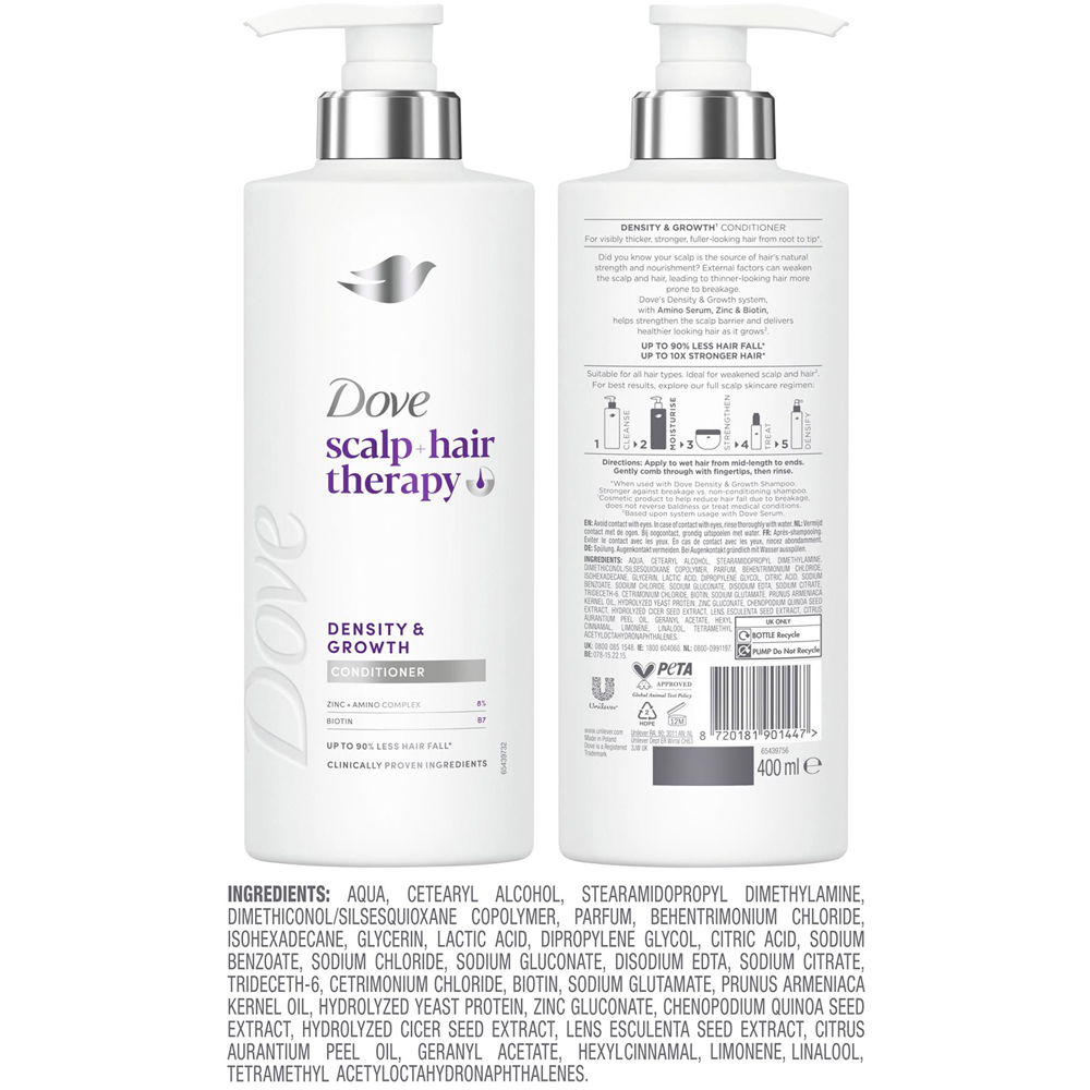 Dove Scalp+Hair Therapy Biotin and Zinc Density Growth Conditioner 400ml 6 Pack Image 7