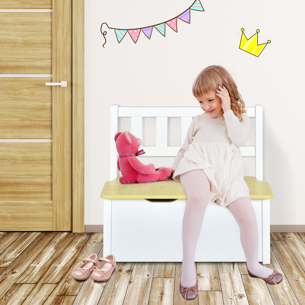 Costway Toddler 4 Seater Wooden Toddler Activity Table Set Natural Image 5