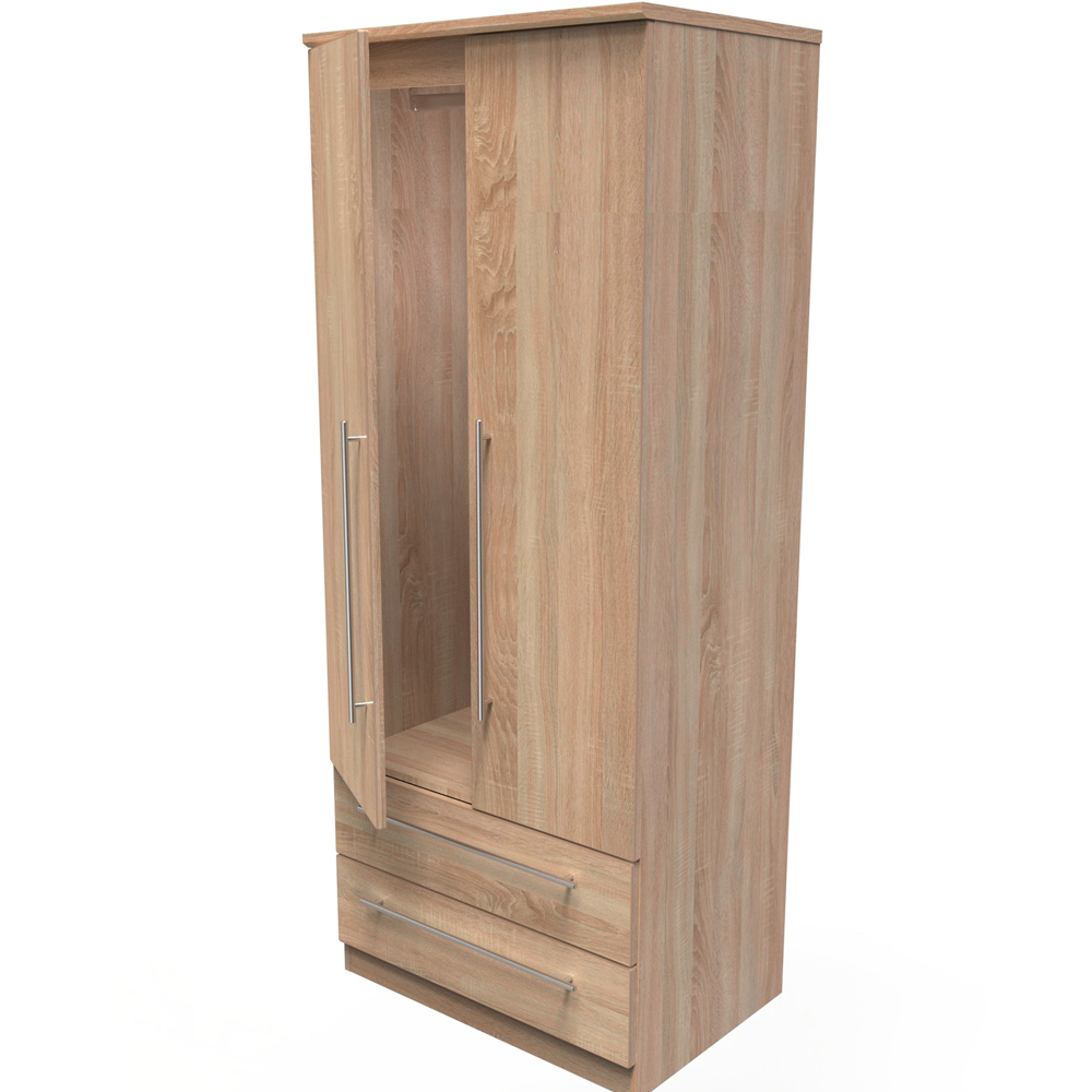 Crowndale Sherwood 2 Door 2 Drawer Bardolino Oak Double Wardrobe Image 6