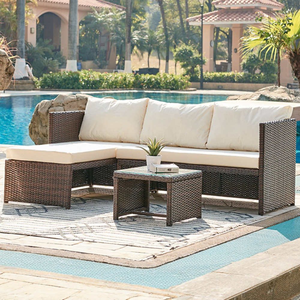 Home Detail Havana 3 Seater Brown Rattan Sofa Set with Cover Image 1