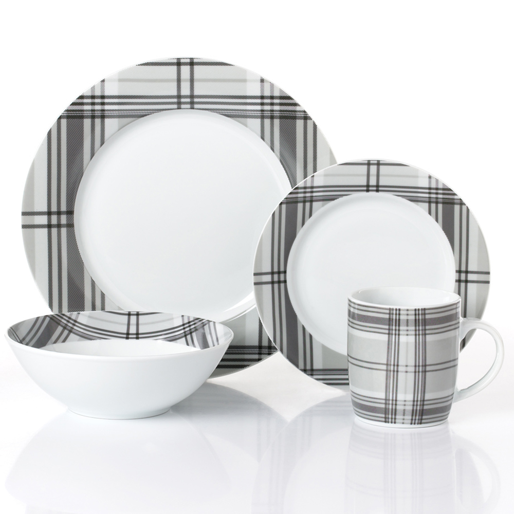 Waterside Christmas Grey Tartan 16 Piece Dinner Set Image 2