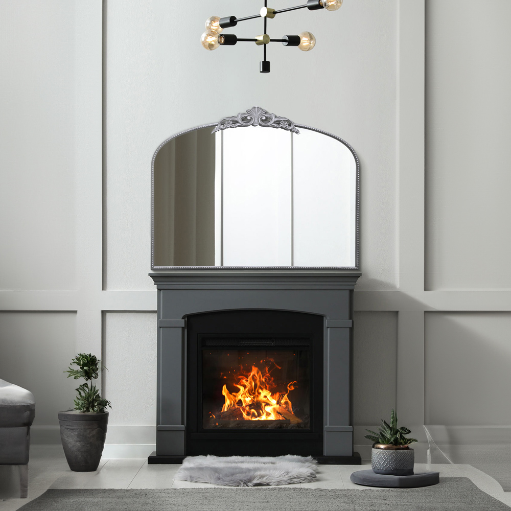 The Crown Arched Silver Metal Wall Mirror 102 x 80cm Image 5