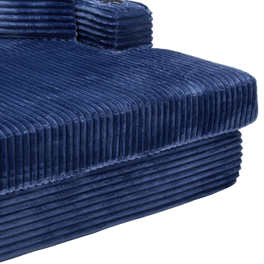 Living and Home Blue Corduroy Chaise with Cup Holder Image 6