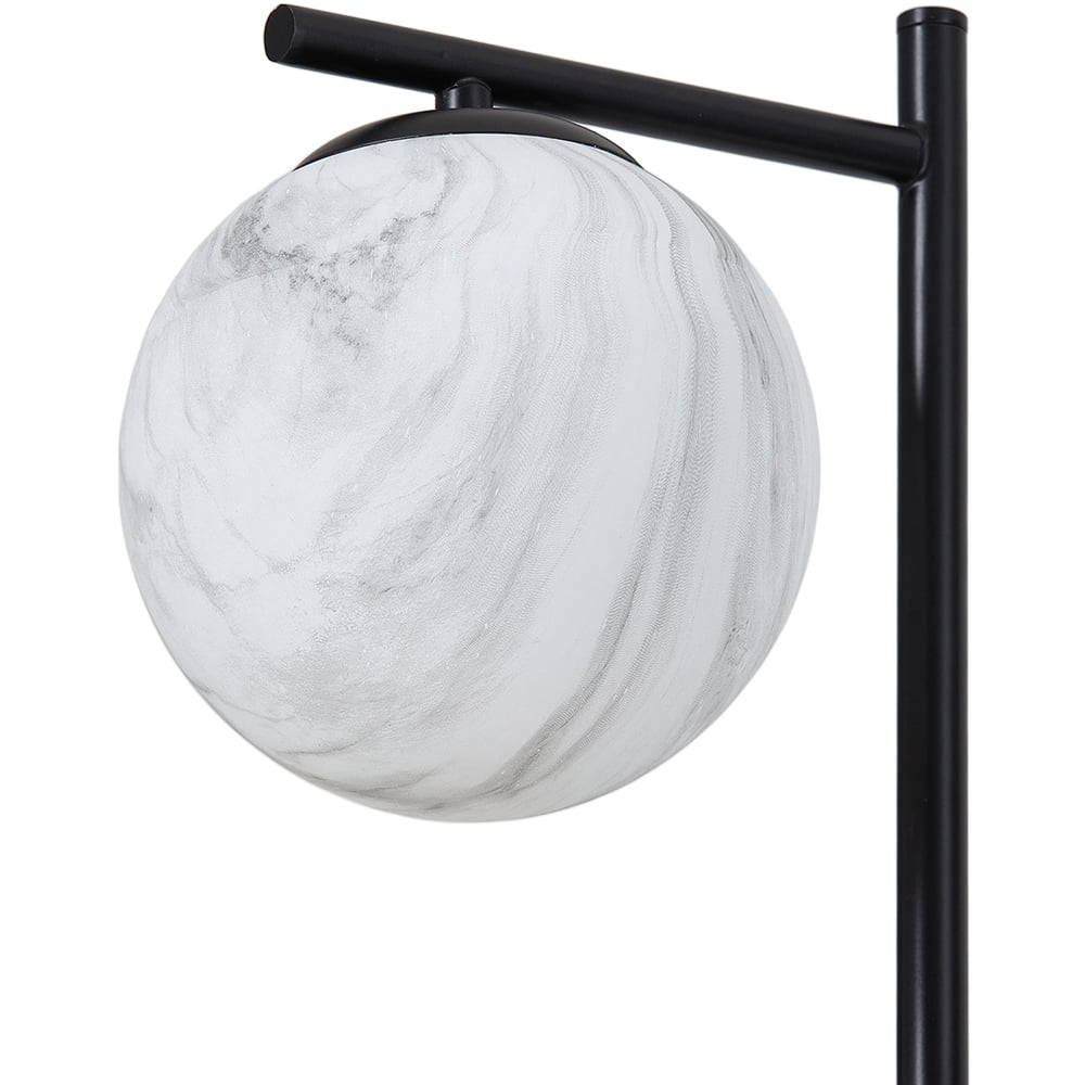 Living and Home Screw E27 Black and White Marble Effect Glass Floor Lamp with Foot Pedal Switch Image 3