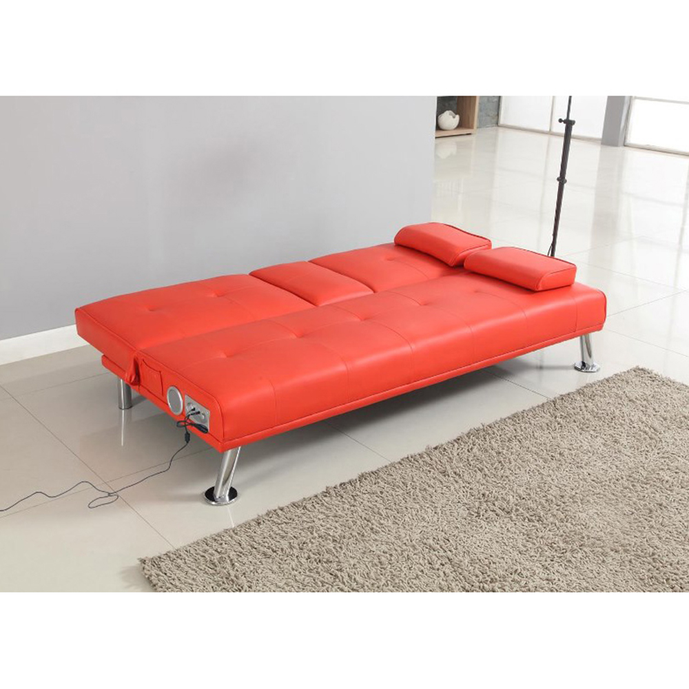 Brooklyn Double Sleeper Red Faux Leather Cinema Sofa Bed with Bluetooth Speakers Image 2