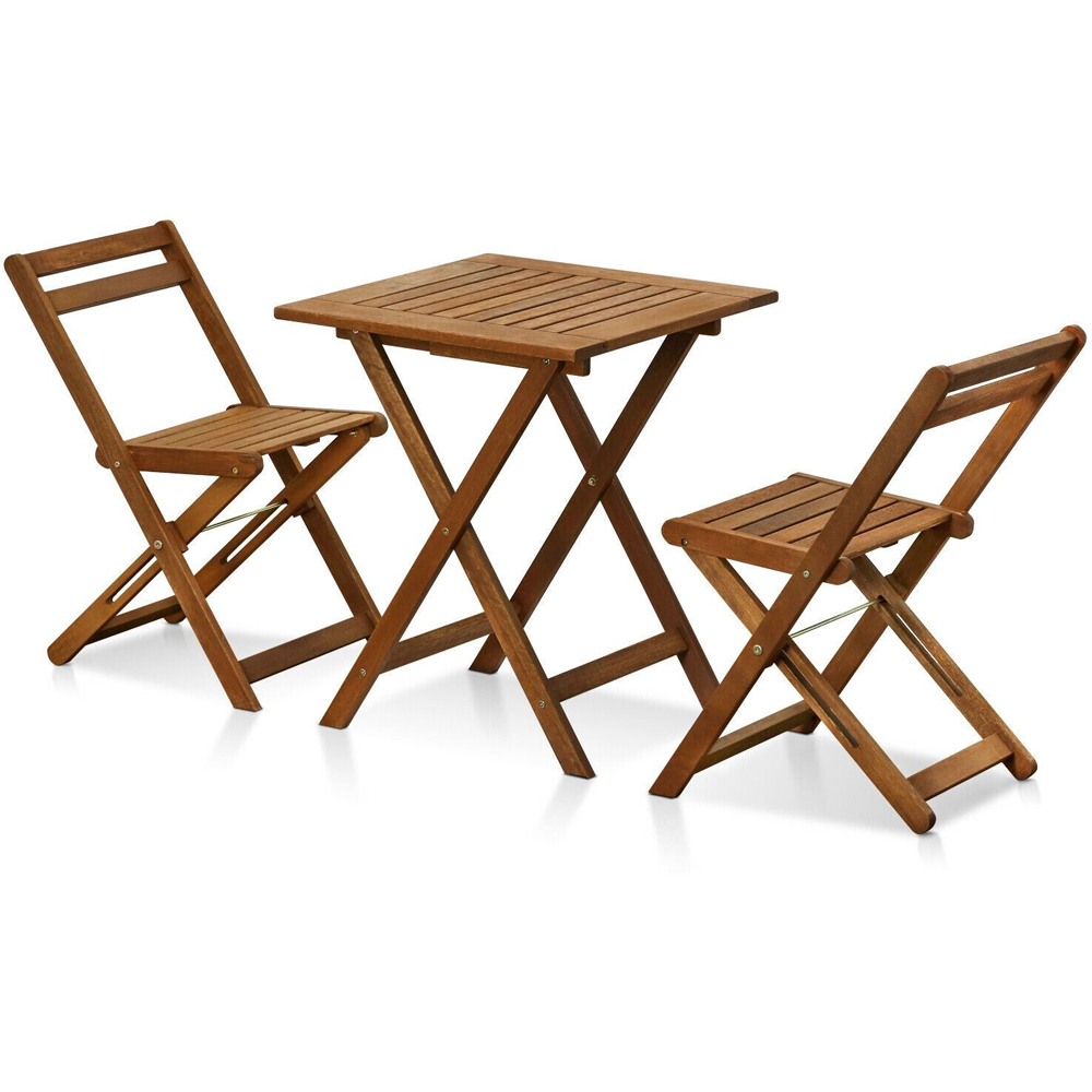 Walplus 2 Seater Teak Oil Hardwood Bistro Set Image 2